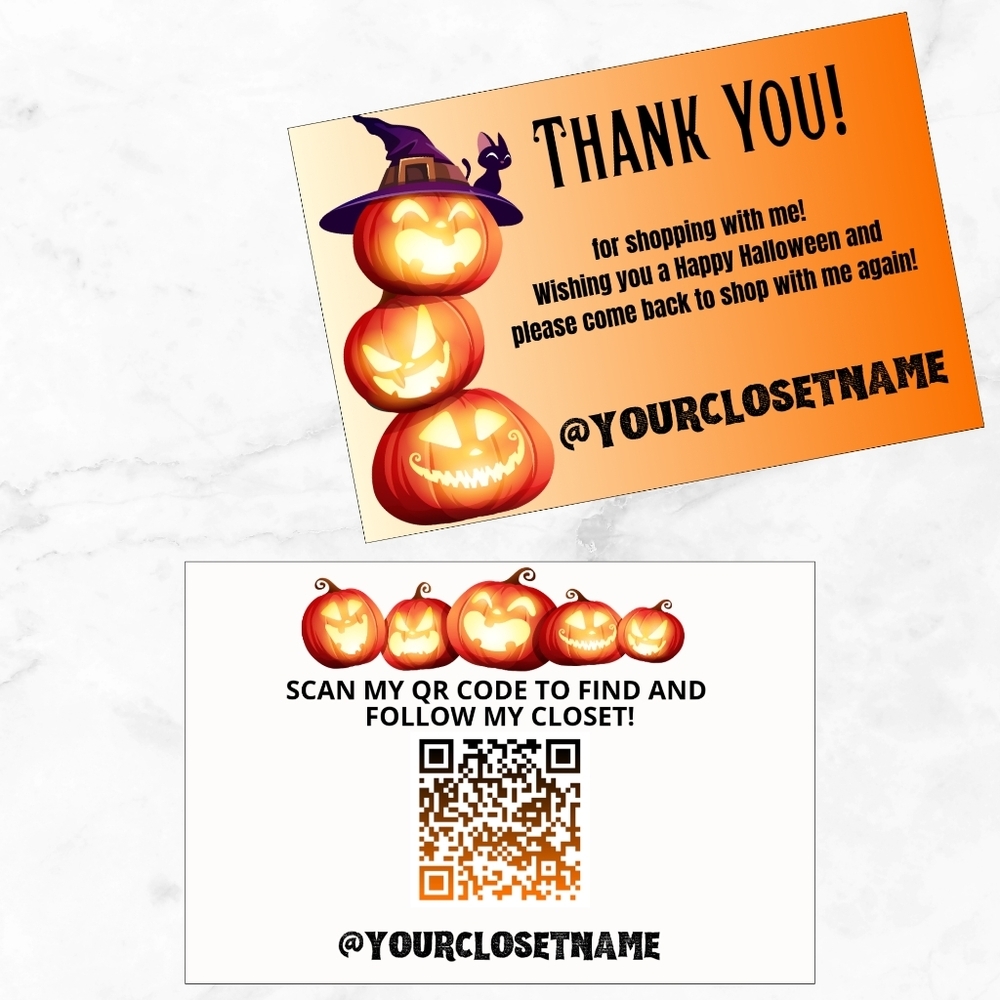 60 Halloween Personalized to You Thank You Cards